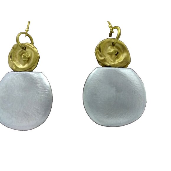 Vance Kitira Jewelry Dangling Earrings silver Metal Amulet Natural gold Floral - Picture 11 of 12